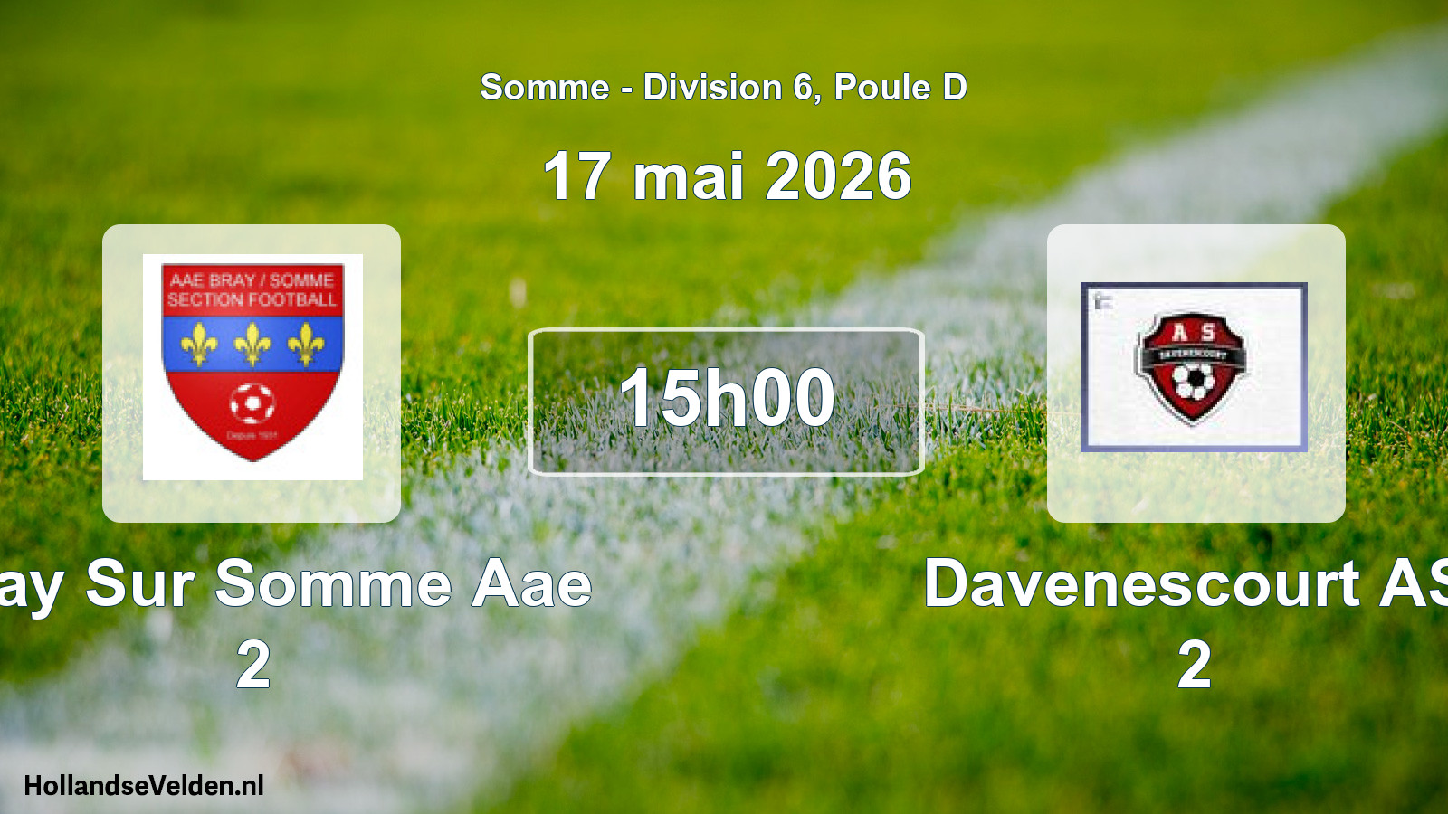 Match programmé: Bray Sur Somme Aae 2 - Davenescourt AS 2 (17 mai 2026)