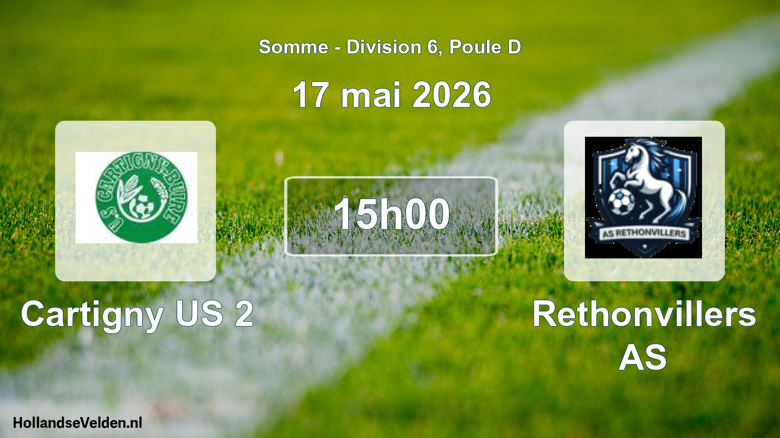 Match programmé: Cartigny US 2 - Rethonvillers AS (17 mai 2026)
