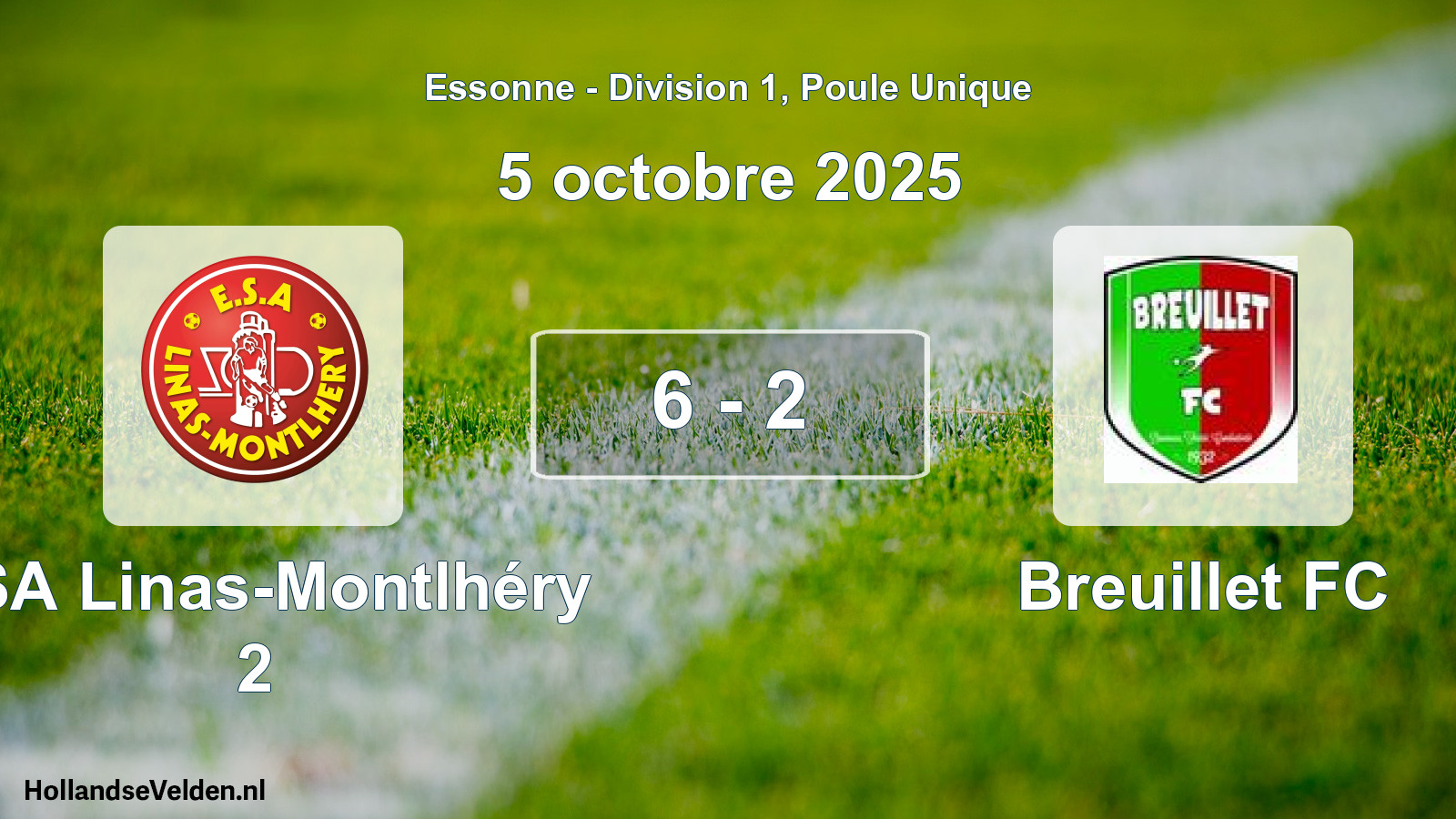 Match joué: ESA Linas-Montlhéry 2 - Breuillet FC 6 - 2 (5 octobre 2025)