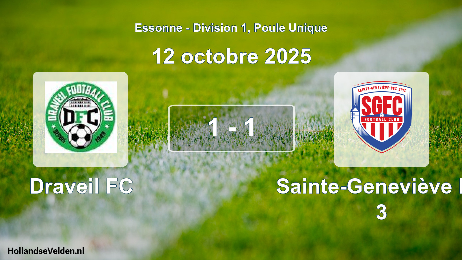 Match joué: Draveil FC - Sainte-Geneviève FC 3 1 - 1 (12 octobre 2025)