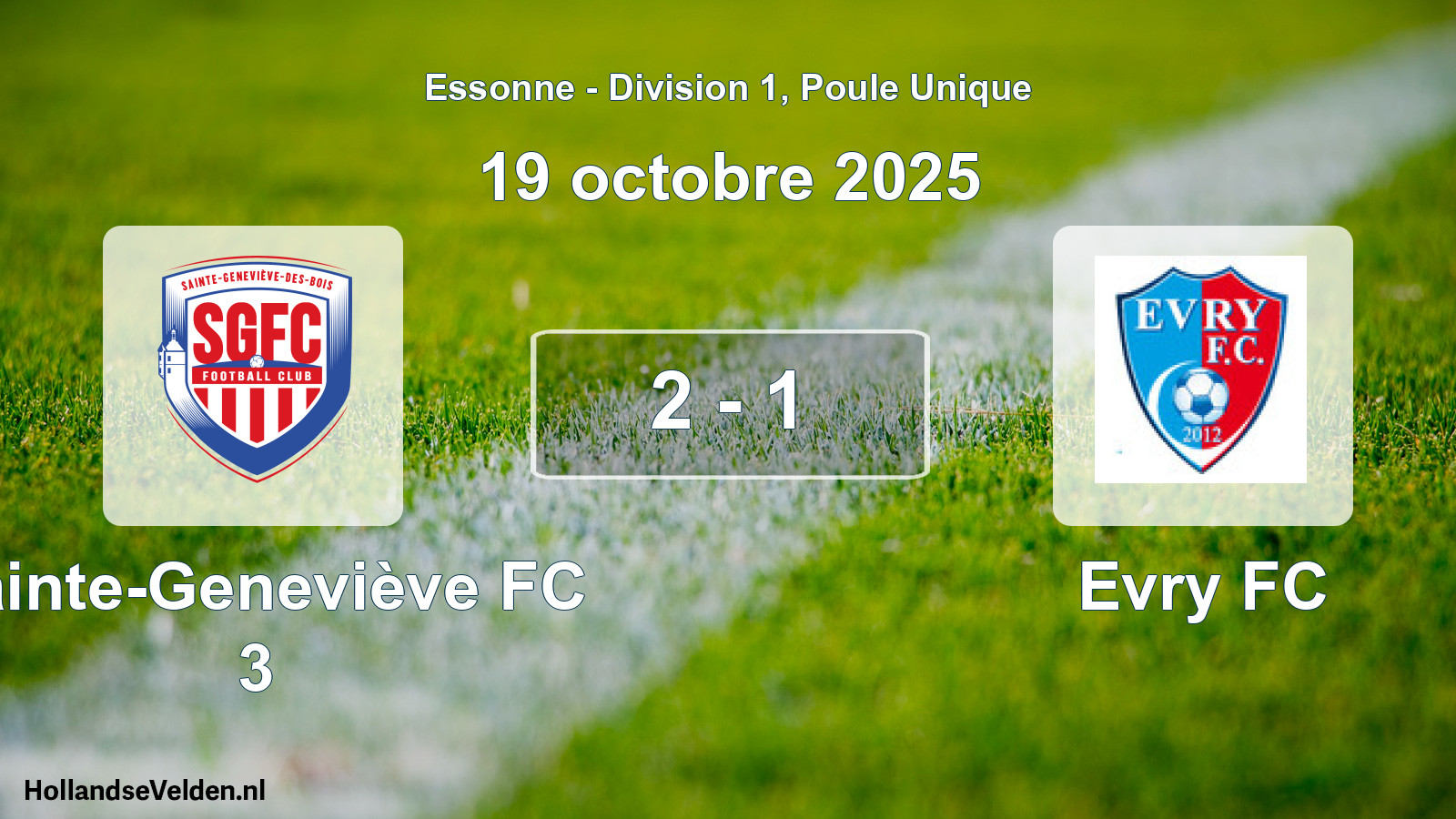 Gespeelde wedstrijd: Sainte-Geneviève FC 3 - Evry FC 2 - 1 (19 oktober 2025)