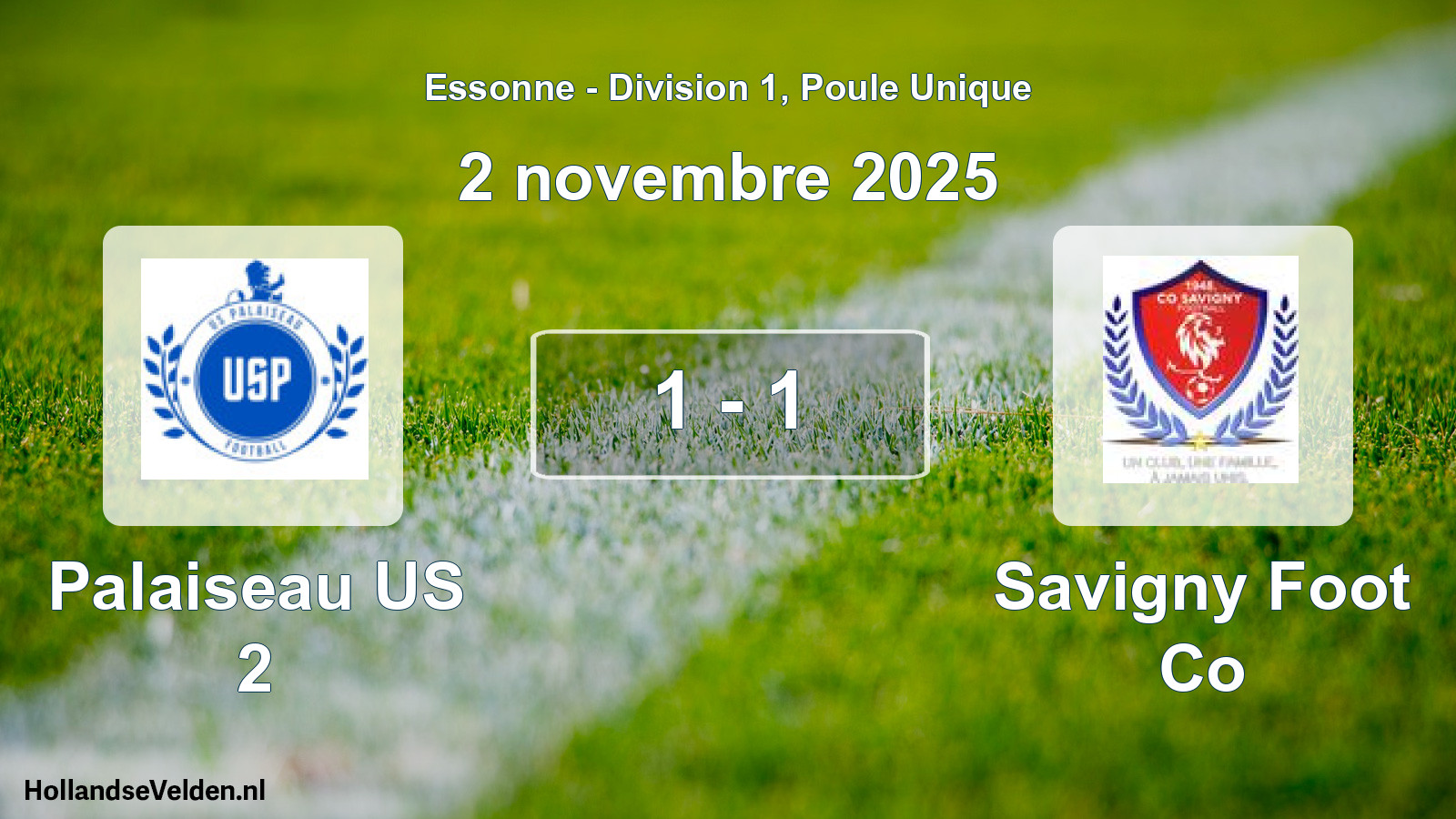 Match joué: Palaiseau US 2 - Savigny Foot Co 1 - 1 (2 novembre 2025)