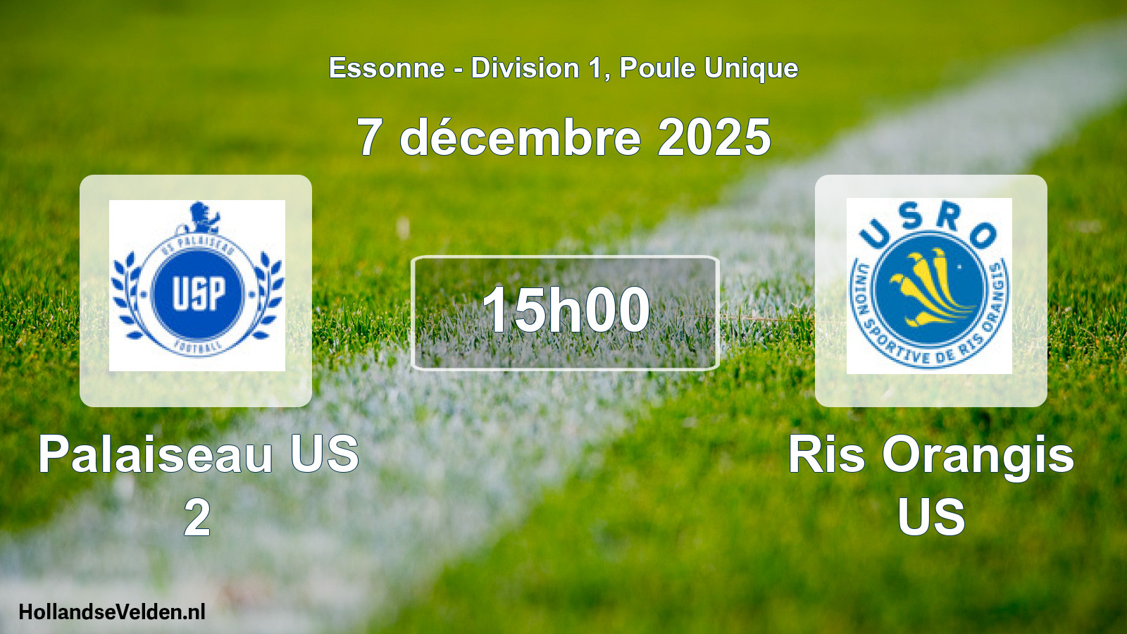 Match programmé: Palaiseau US 2 - Ris Orangis US (7 décembre 2025)