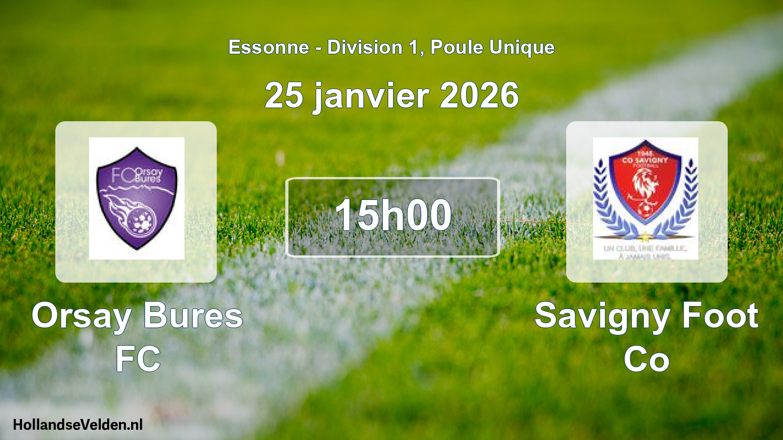Match programmé: Orsay Bures FC - Savigny Foot Co (25 janvier 2026)