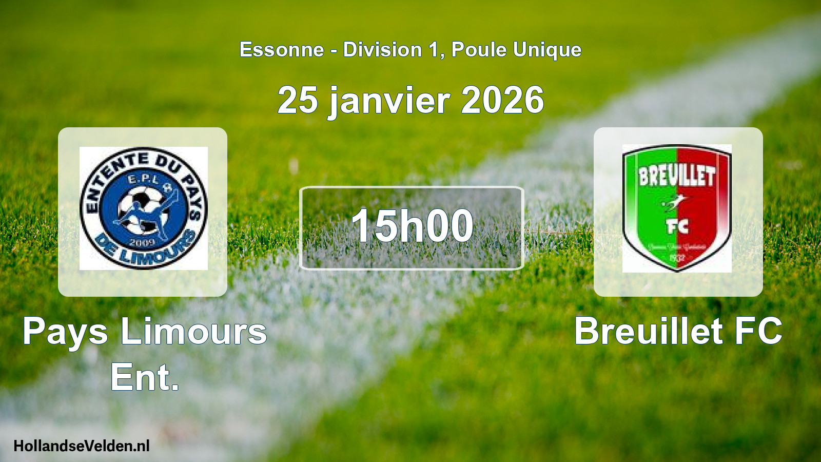 Match programmé: Pays Limours Ent. - Breuillet FC (25 janvier 2026)