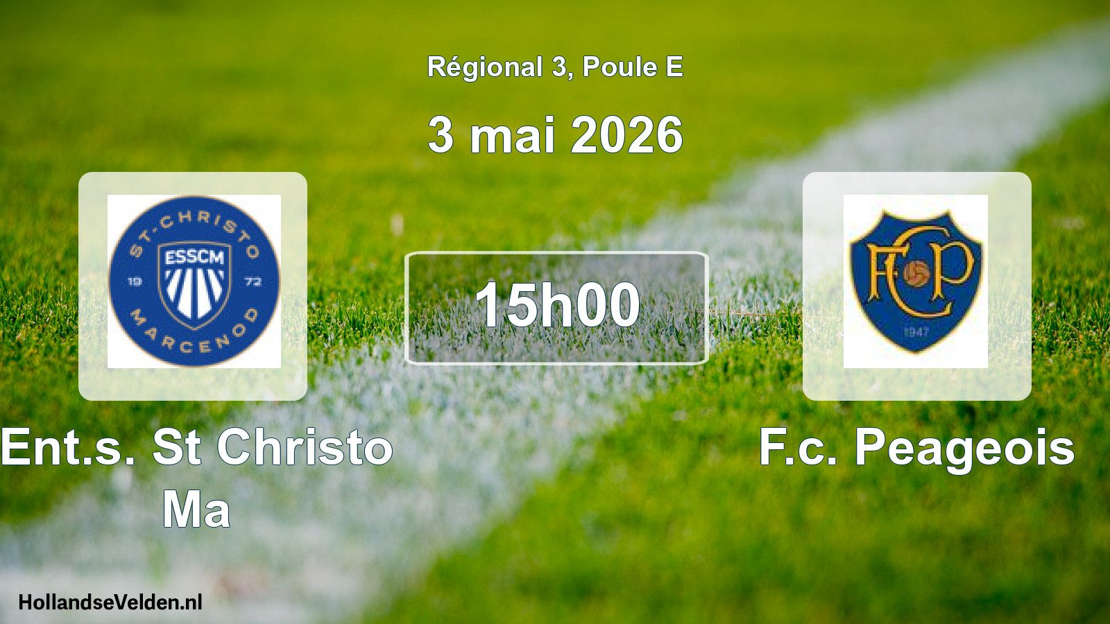 Geplande wedstrijd: Ent.s. St Christo Ma - F.c. Peageois (3 mei 2026)
