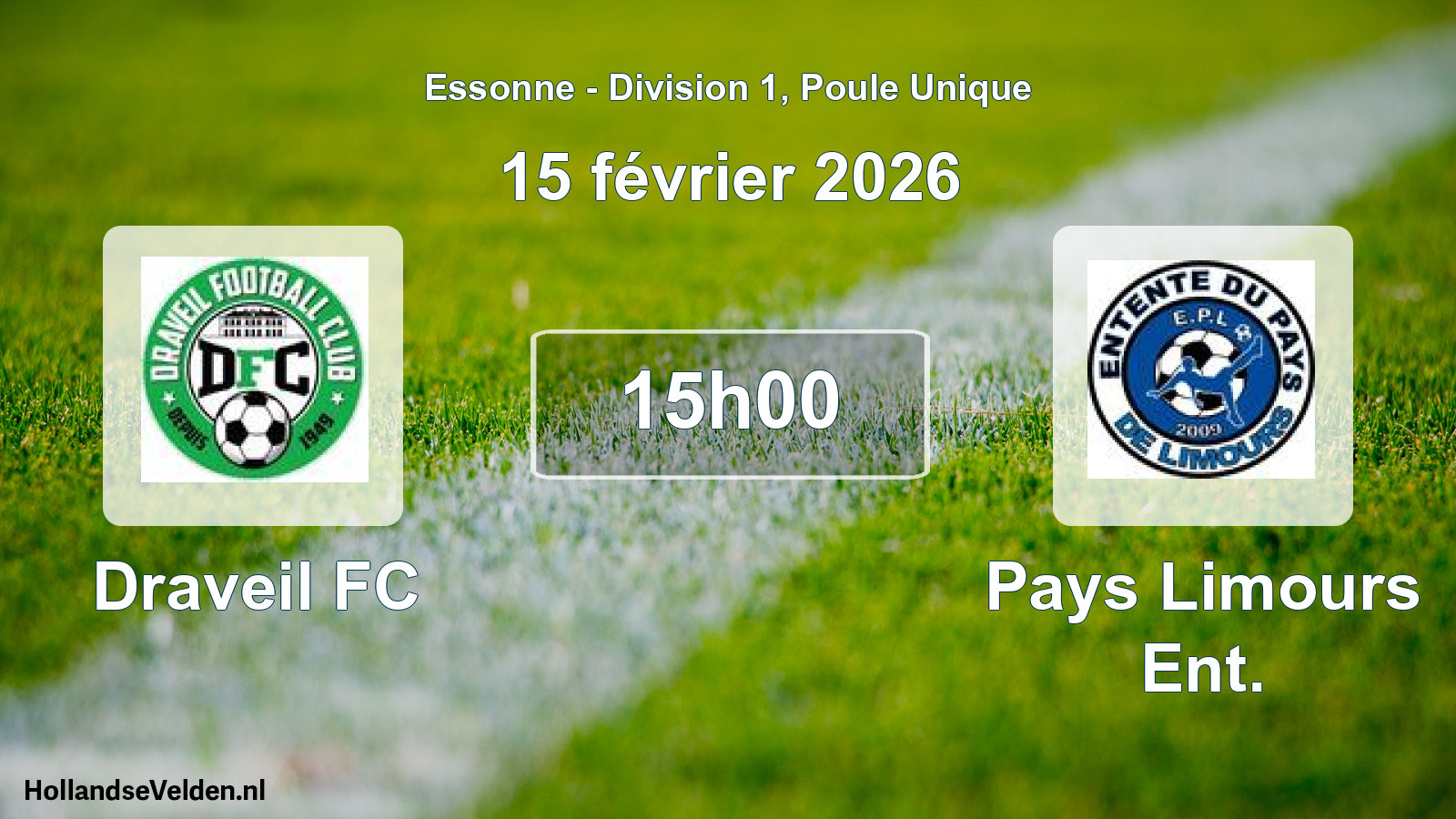 Match programmé: Draveil FC - Pays Limours Ent. (15 février 2026)