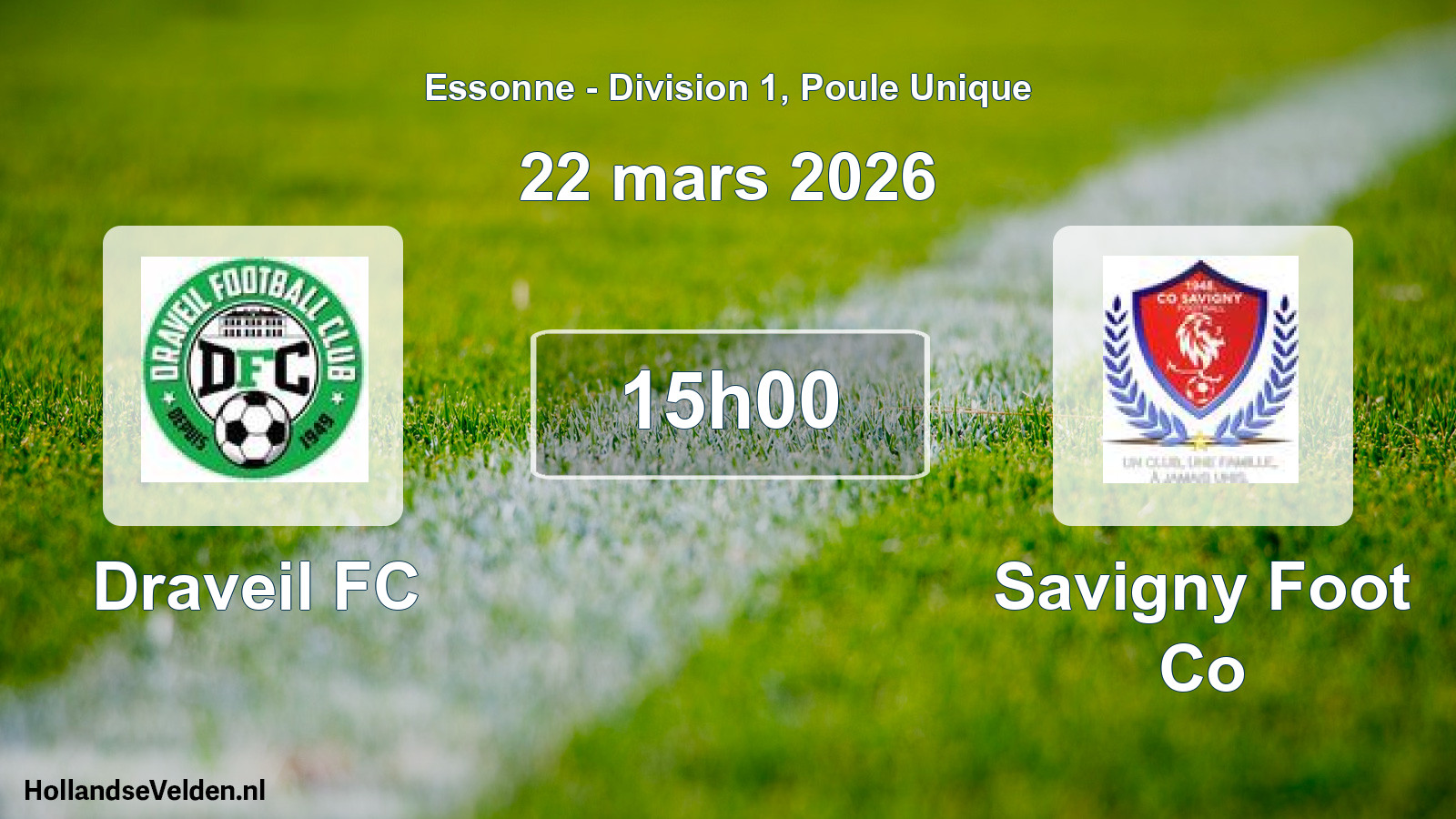 Match programmé: Draveil FC - Savigny Foot Co (22 mars 2026)