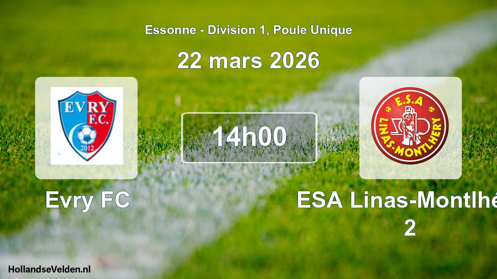 Match programmé: Evry FC - ESA Linas-Montlhéry 2 (22 mars 2026)