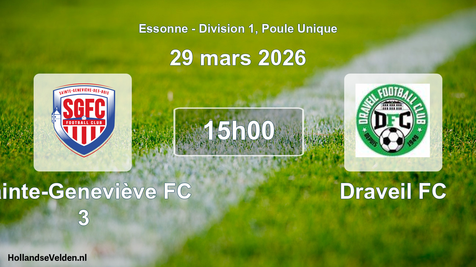 Geplande wedstrijd: Sainte-Geneviève FC 3 - Draveil FC (29 maart 2026)
