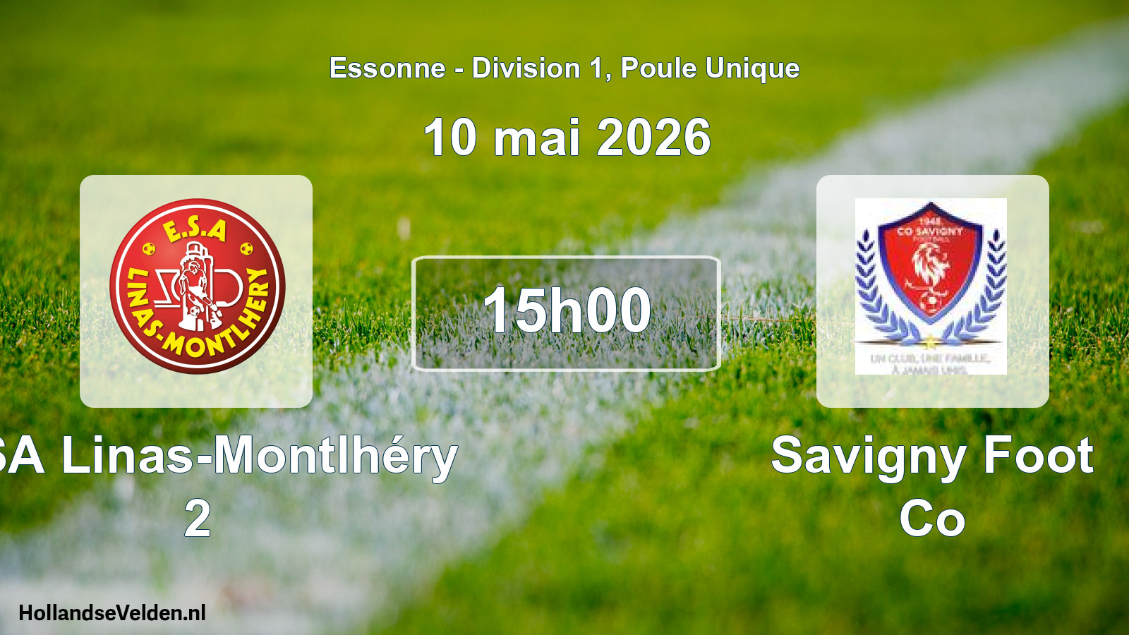 Match programmé: ESA Linas-Montlhéry 2 - Savigny Foot Co (10 mai 2026)
