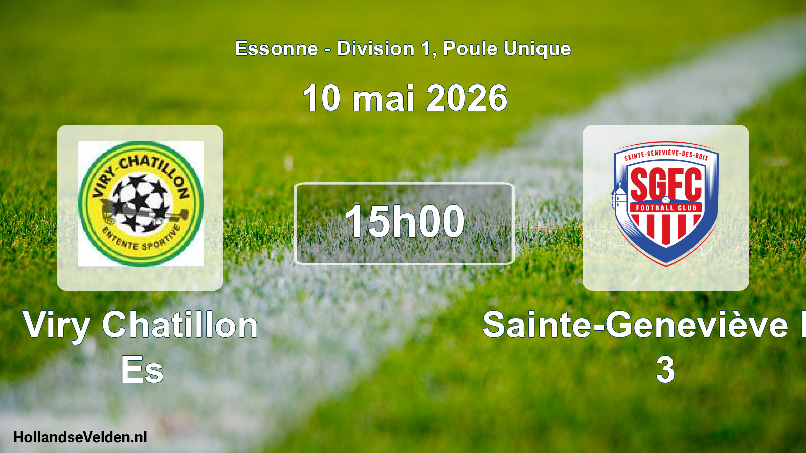 Geplande wedstrijd: Viry Chatillon Es - Sainte-Geneviève FC 3 (10 mei 2026)