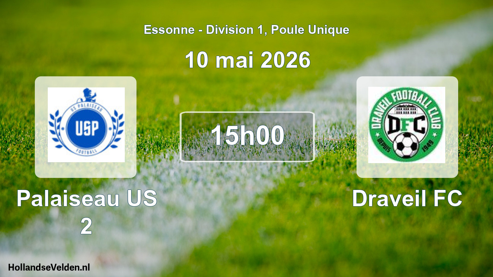 Match programmé: Palaiseau US 2 - Draveil FC (10 mai 2026)