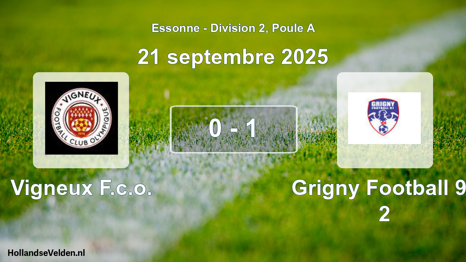 Gespeelde wedstrijd: Vigneux F.c.o. - Grigny Football 91 2 0 - 1 (21 september 2025)