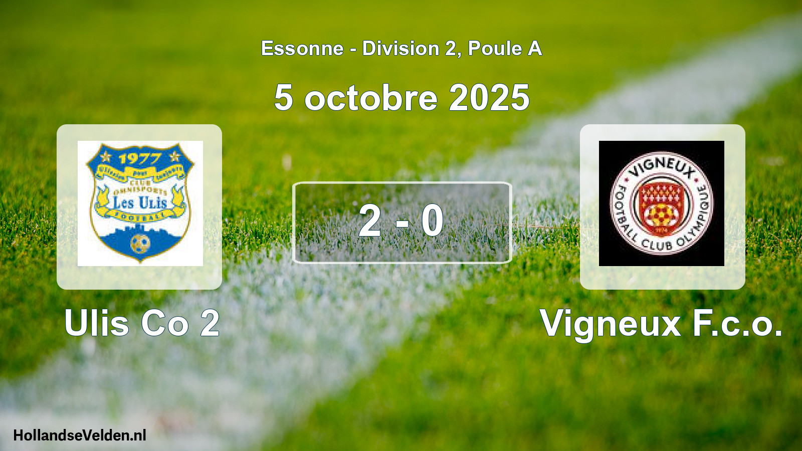 Total number of matches played: Ulis Co 2 - Vigneux F.c.o. 2 - 0 (5 October 2025)