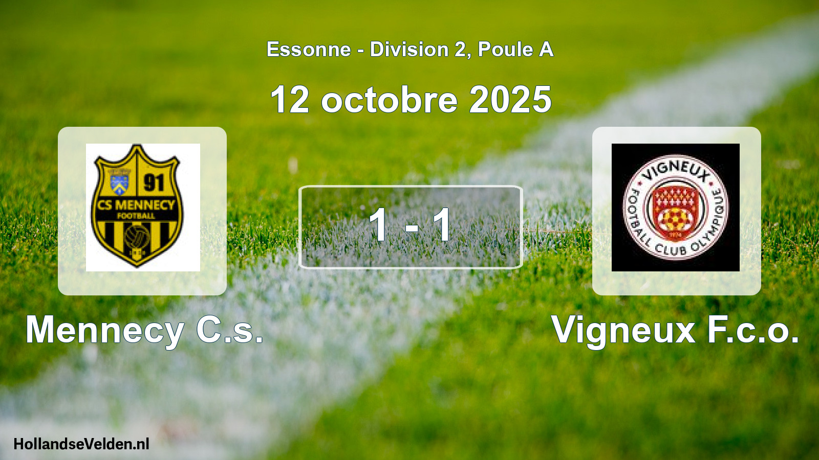 Match joué: Mennecy C.s. - Vigneux F.c.o. 1 - 1 (12 octobre 2025)