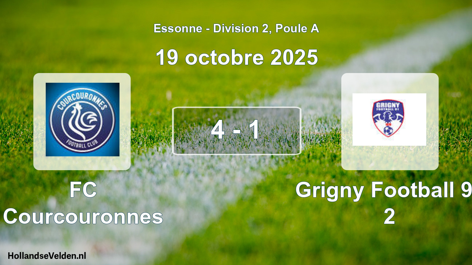 Total number of matches played: FC Courcouronnes - Grigny Football 91 2 4 - 1 (19 October 2025)