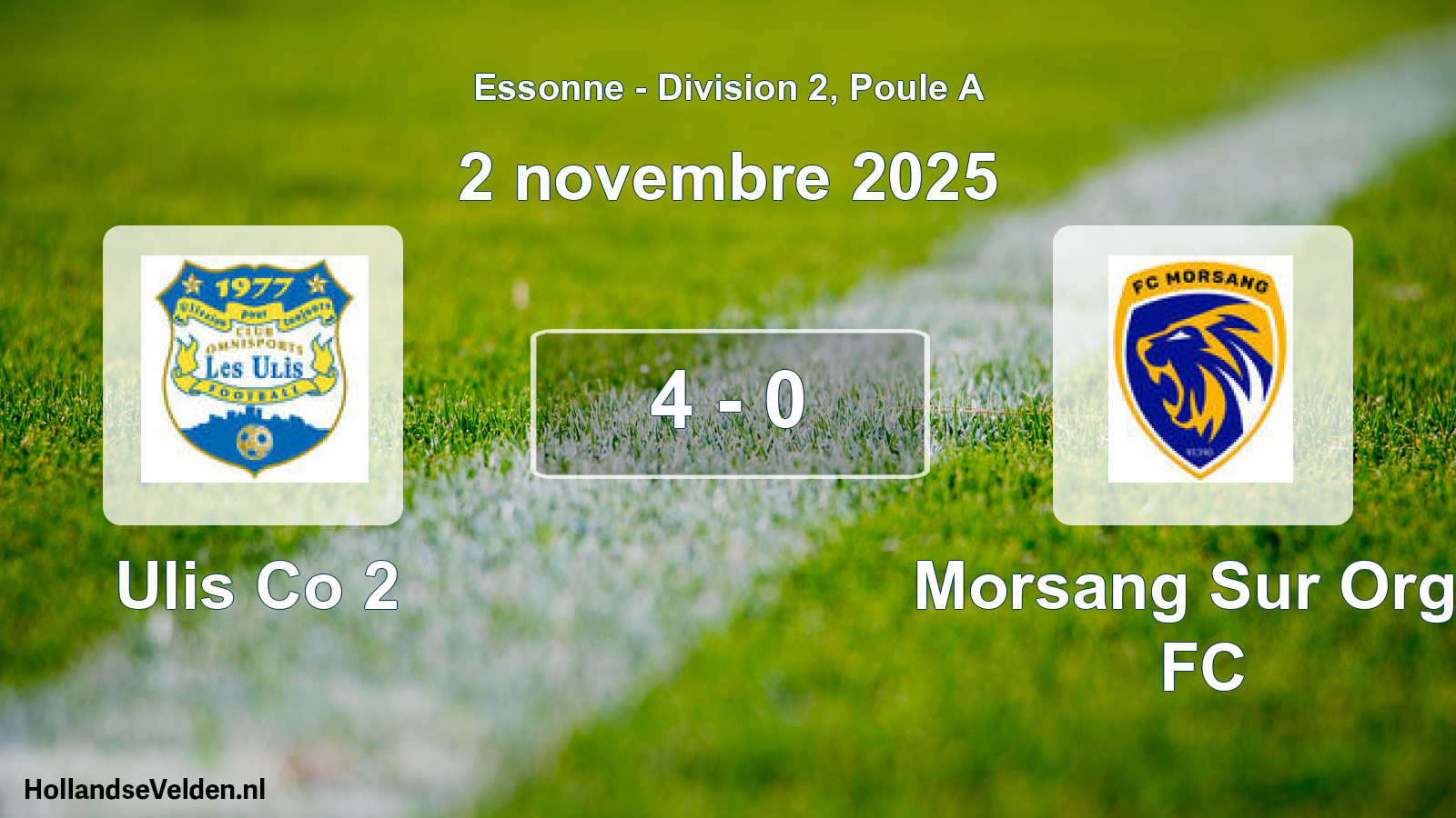 Match joué: Ulis Co 2 - Morsang Sur Orge FC 4 - 0 (2 novembre 2025)