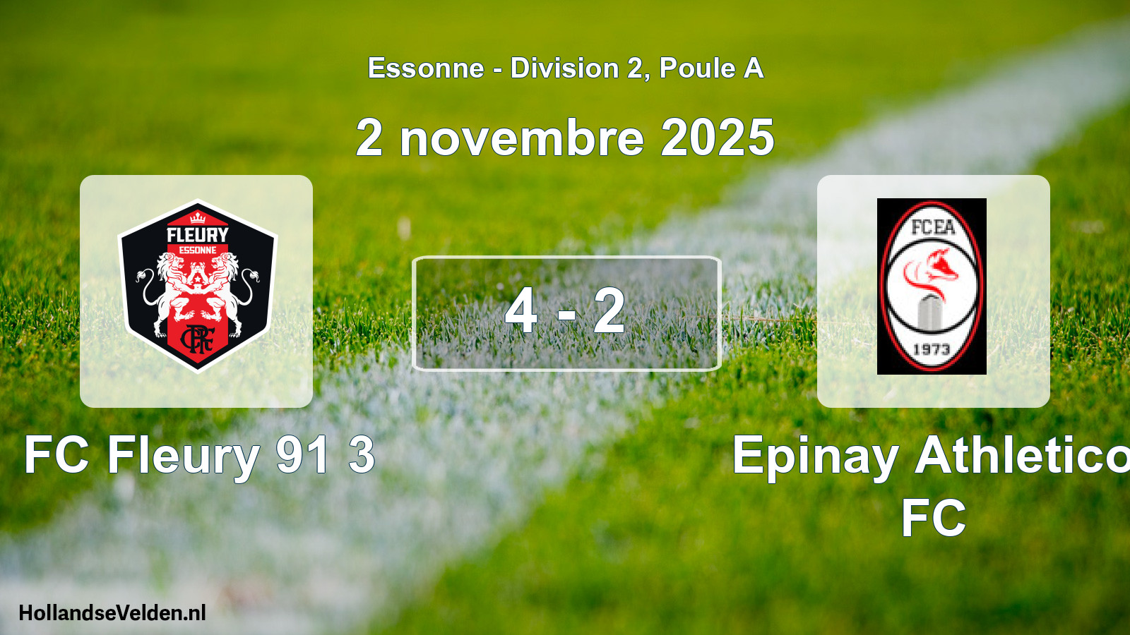 Gespeelde wedstrijd: FC Fleury 91 3 - Epinay Athletico FC 4 - 2 (2 november 2025)