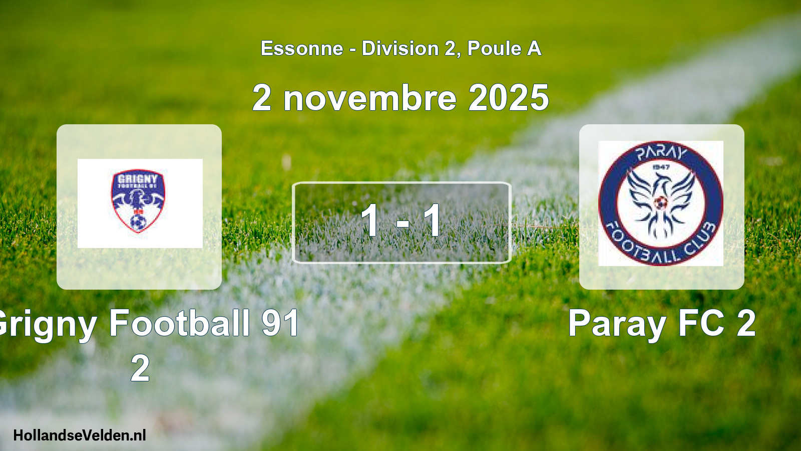 Gespeelde wedstrijd: Grigny Football 91 2 - Paray FC 2 1 - 1 (2 november 2025)