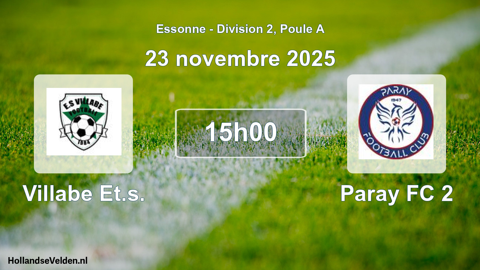 Match programmé: Villabe Et.s. - Paray FC 2 (23 novembre 2025)