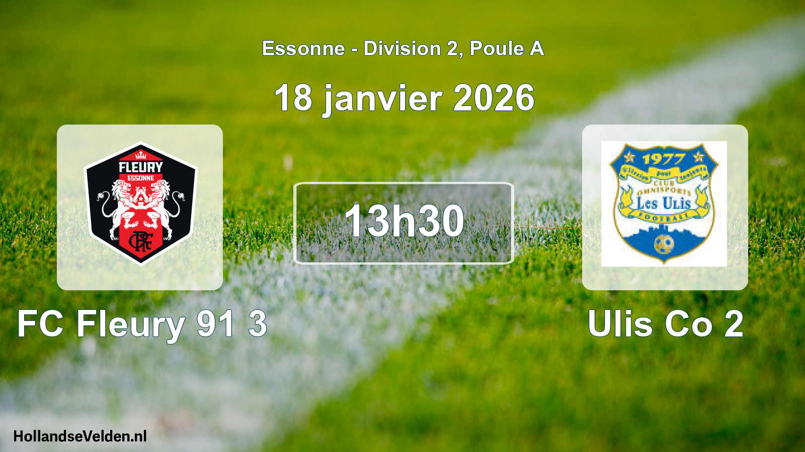 Match programmé: FC Fleury 91 3 - Ulis Co 2 (18 janvier 2026)