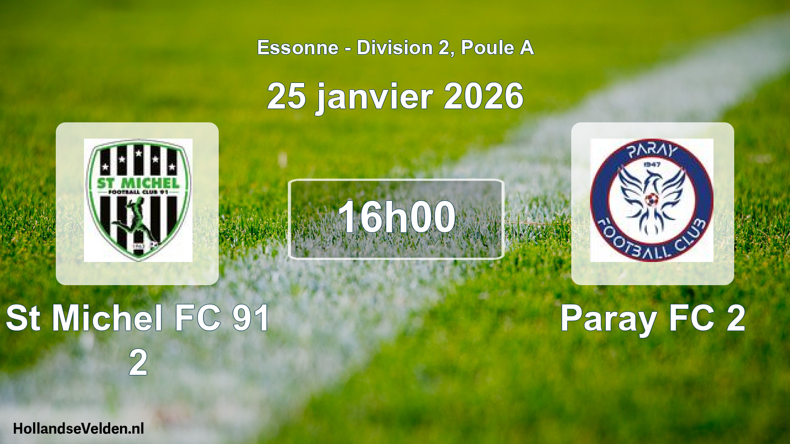 Match programmé: St Michel FC 91 2 - Paray FC 2 (25 janvier 2026)