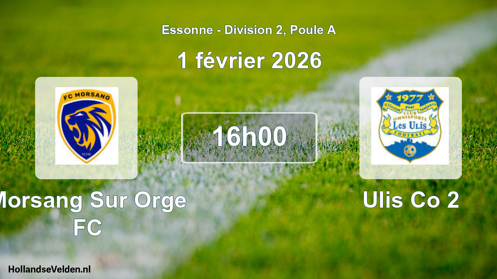 Geplande wedstrijd: Morsang Sur Orge FC - Ulis Co 2 (1 februari 2026)