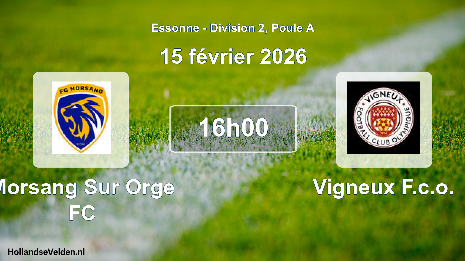 Match programmé: Morsang Sur Orge FC - Vigneux F.c.o. (15 février 2026)