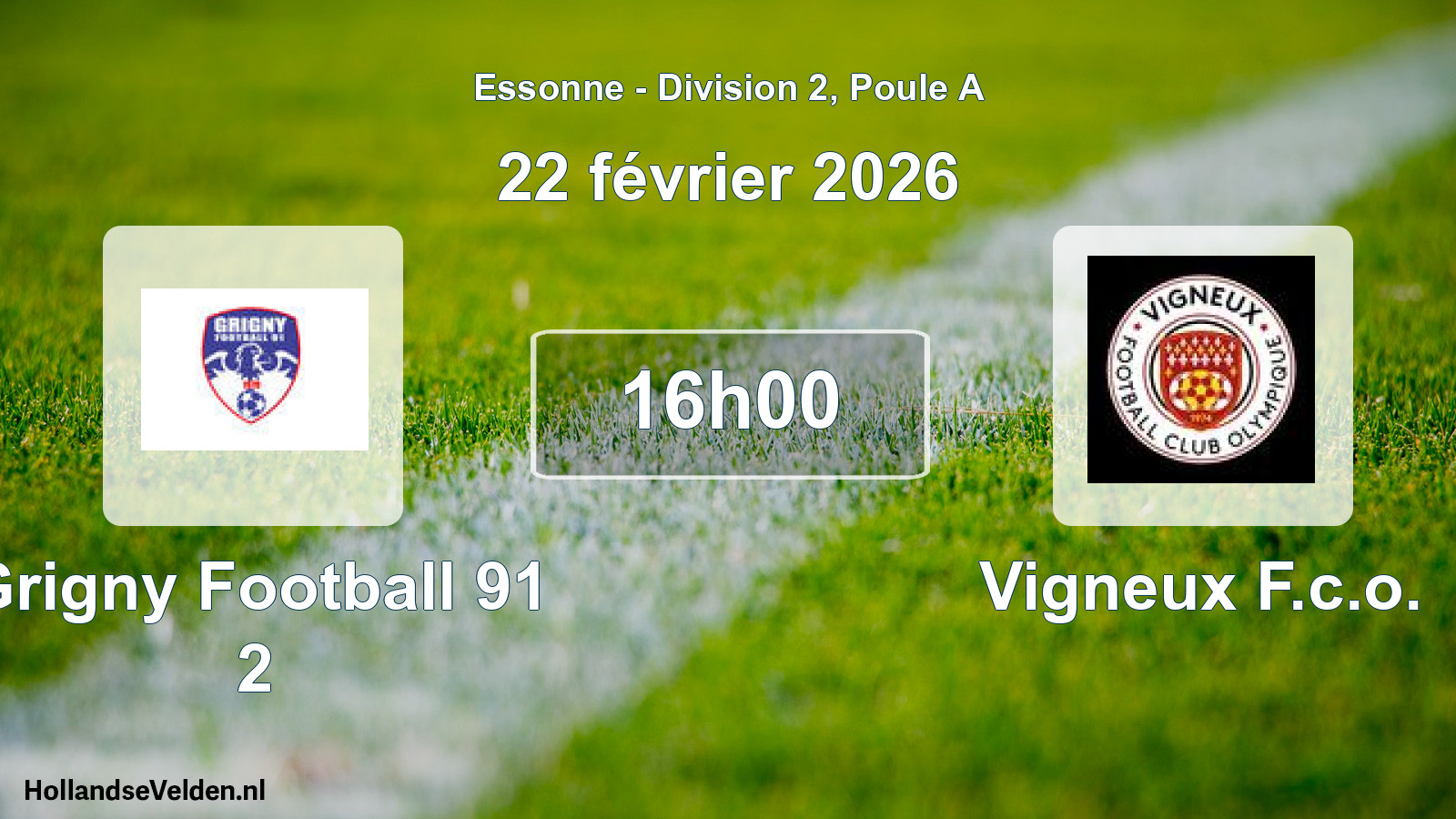 Geplande wedstrijd: Grigny Football 91 2 - Vigneux F.c.o. (22 februari 2026)
