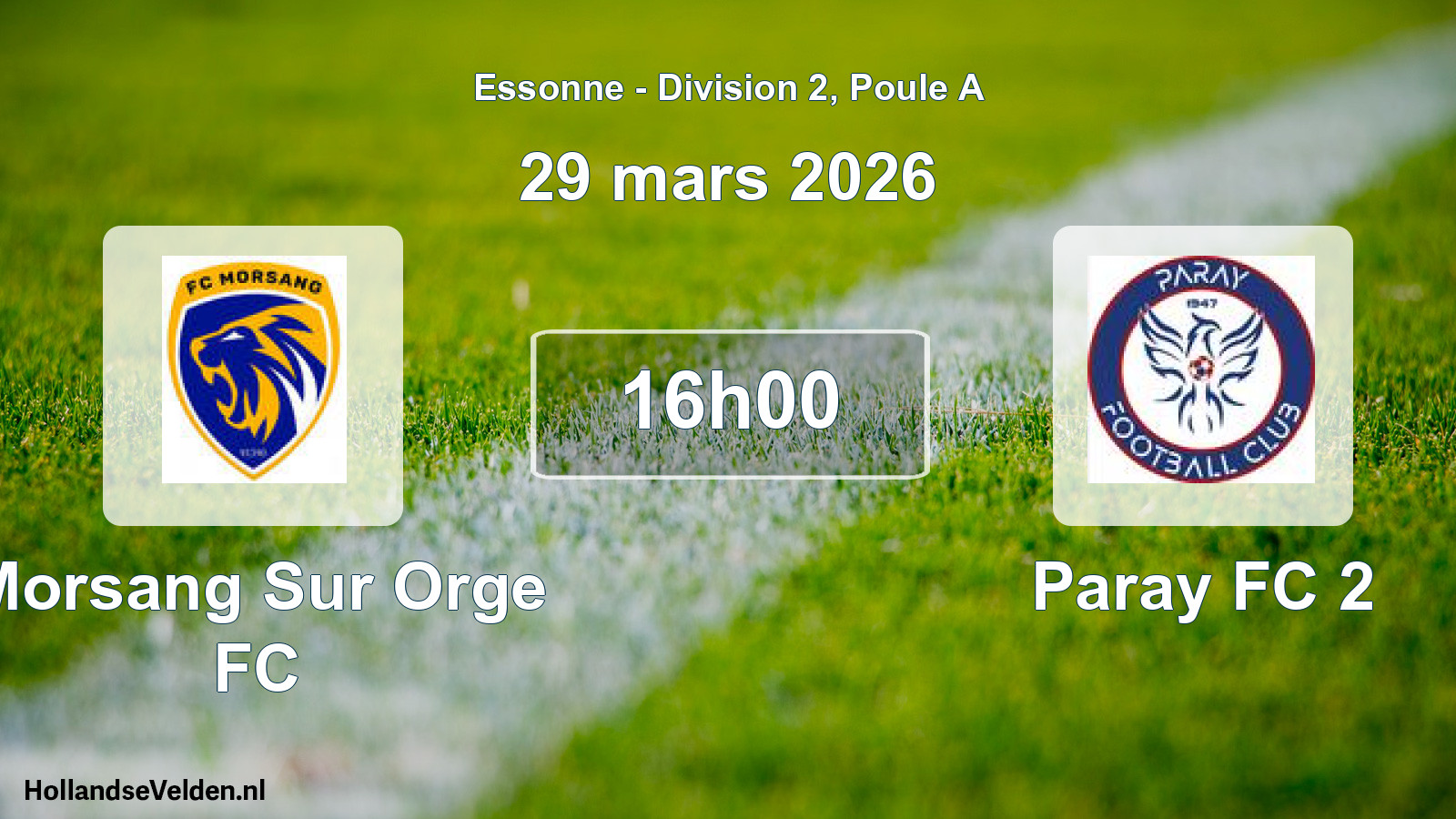 Match programmé: Morsang Sur Orge FC - Paray FC 2 (29 mars 2026)