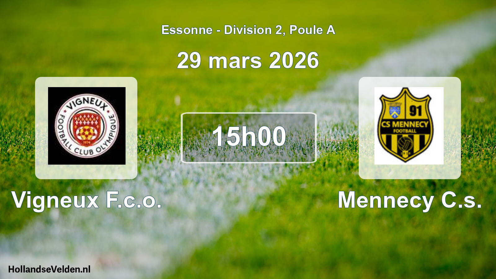 Match programmé: Vigneux F.c.o. - Mennecy C.s. (29 mars 2026)