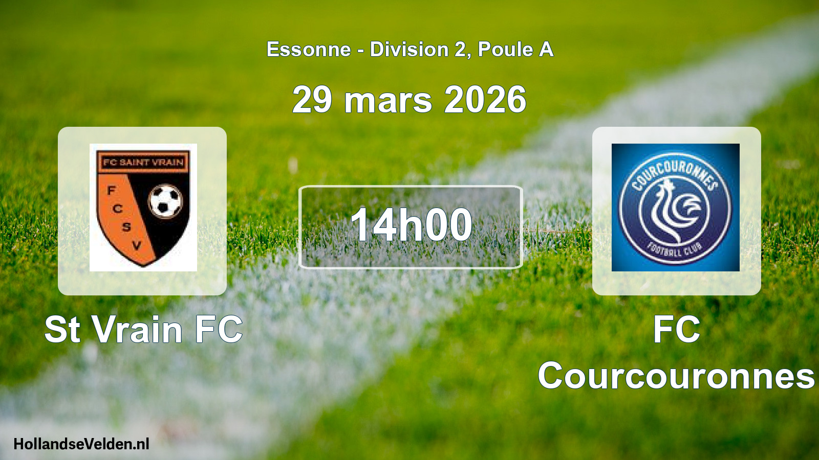 Match programmé: St Vrain FC - FC Courcouronnes (29 mars 2026)