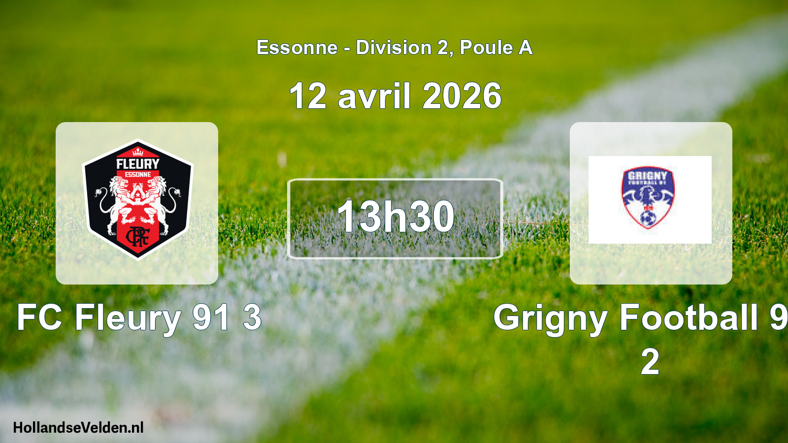 Geplande wedstrijd: FC Fleury 91 3 - Grigny Football 91 2 (12 april 2026)
