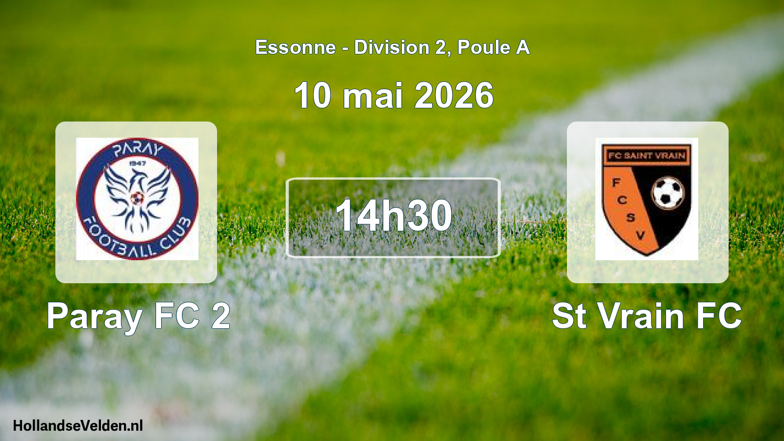 Match programmé: Paray FC 2 - St Vrain FC (10 mai 2026)