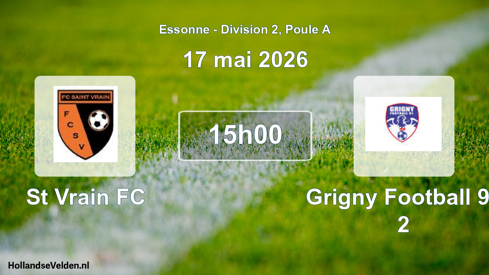 Match programmé: St Vrain FC - Grigny Football 91 2 (17 mai 2026)