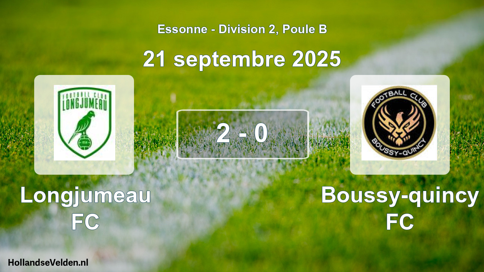 Total number of matches played: Longjumeau FC - Boussy-quincy FC 2 - 0 (21 September 2025)