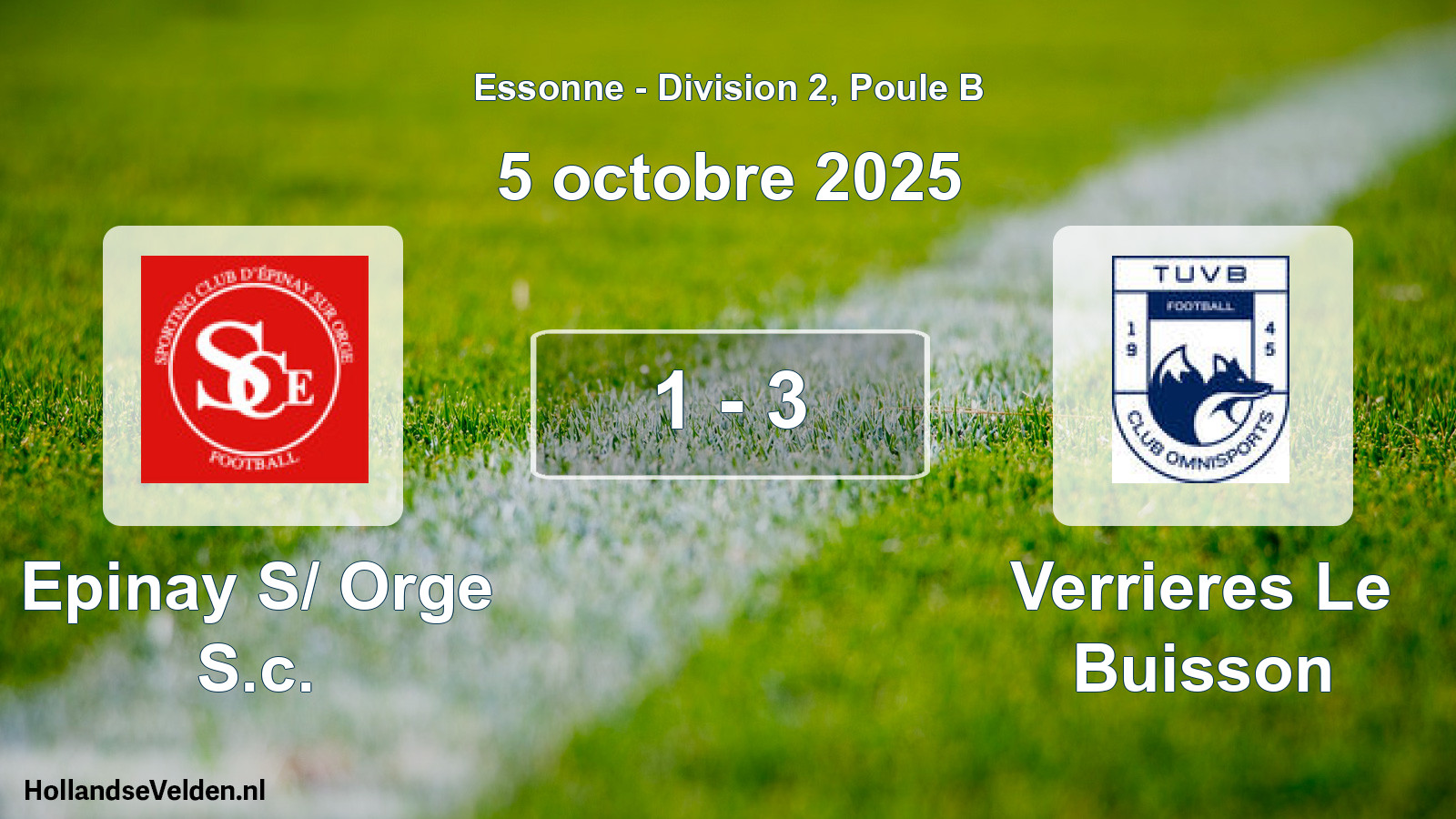 Match joué: Epinay S/ Orge S.c. - Verrieres Le Buisson 1 - 3 (5 octobre 2025)