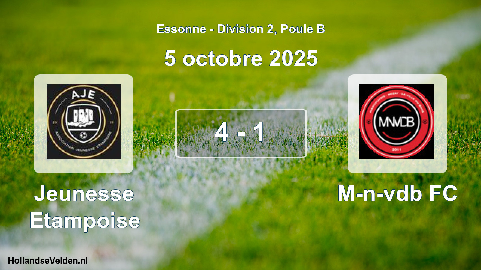 Total number of matches played: Jeunesse Etampoise - M-n-vdb FC 4 - 1 (5 October 2025)