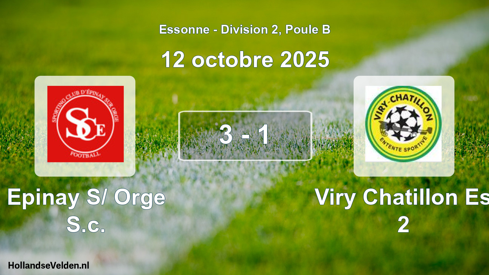 Match joué: Epinay S/ Orge S.c. - Viry Chatillon Es 2 3 - 1 (12 octobre 2025)