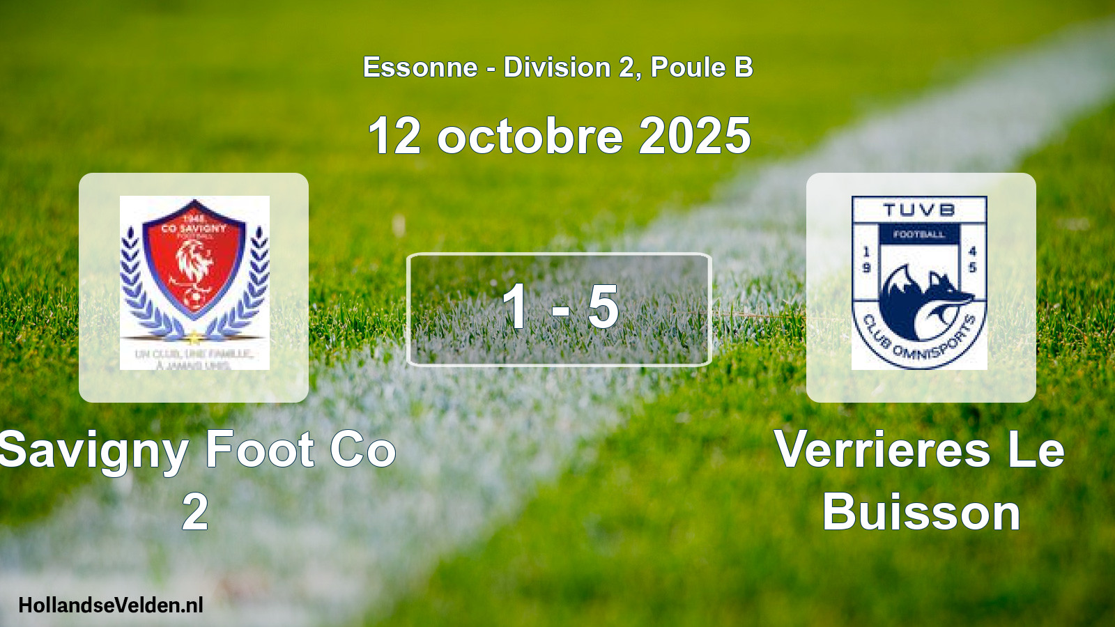 Match joué: Savigny Foot Co 2 - Verrieres Le Buisson 1 - 5 (12 octobre 2025)