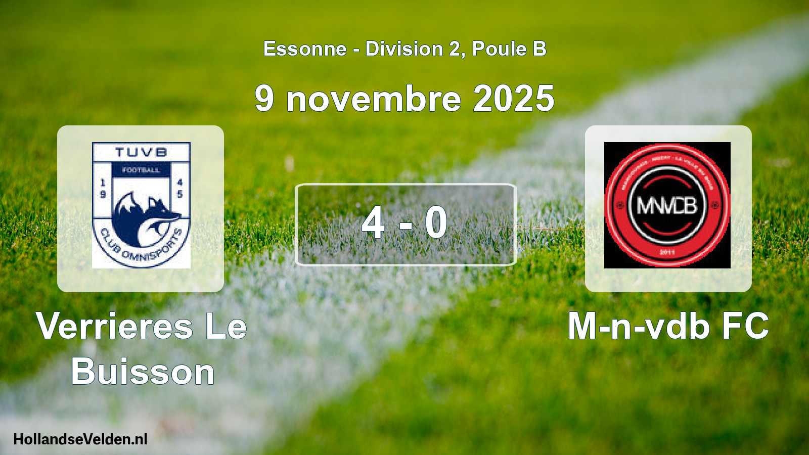 Gespeelde wedstrijd: Verrieres Le Buisson - M-n-vdb FC 4 - 0 (9 november 2025)
