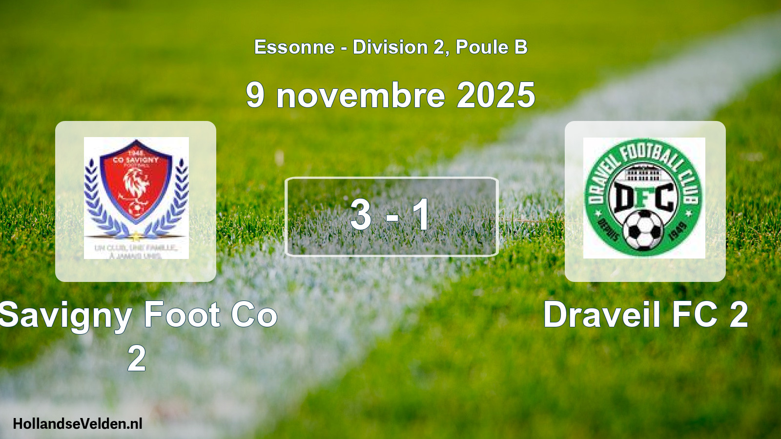 Match joué: Savigny Foot Co 2 - Draveil FC 2 3 - 1 (9 novembre 2025)