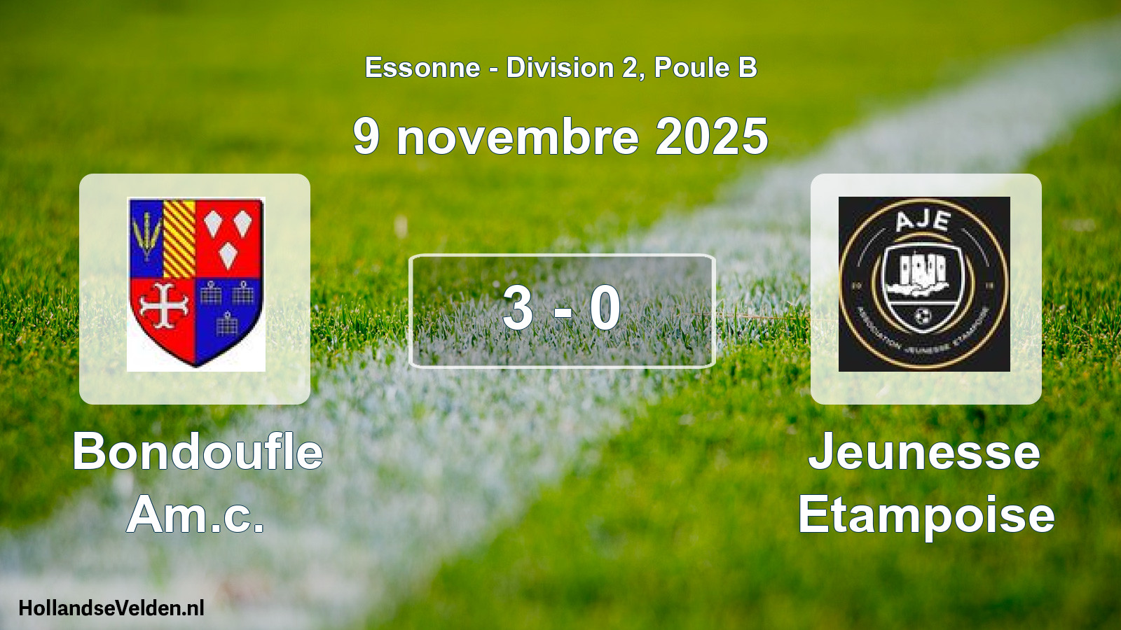Total number of matches played: Bondoufle Am.c. - Jeunesse Etampoise 3 - 0 (9 November 2025)
