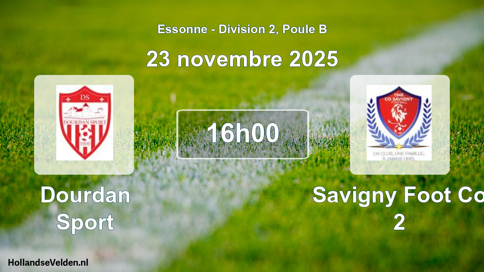 Match programmé: Dourdan Sport - Savigny Foot Co 2 (23 novembre 2025)