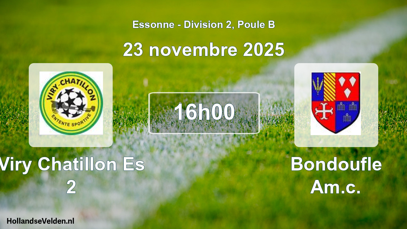 Match programmé: Viry Chatillon Es 2 - Bondoufle Am.c. (23 novembre 2025)