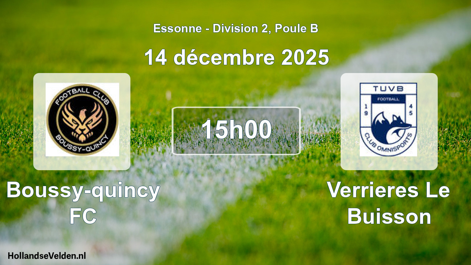 Match programmé: Boussy-quincy FC - Verrieres Le Buisson (14 décembre 2025)