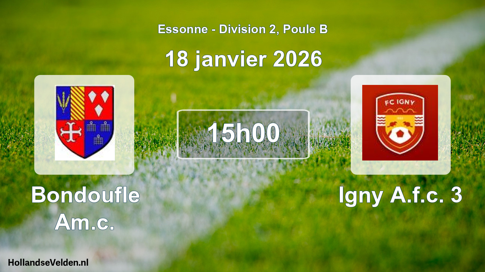 Match programmé: Bondoufle Am.c. - Igny A.f.c. 3 (18 janvier 2026)