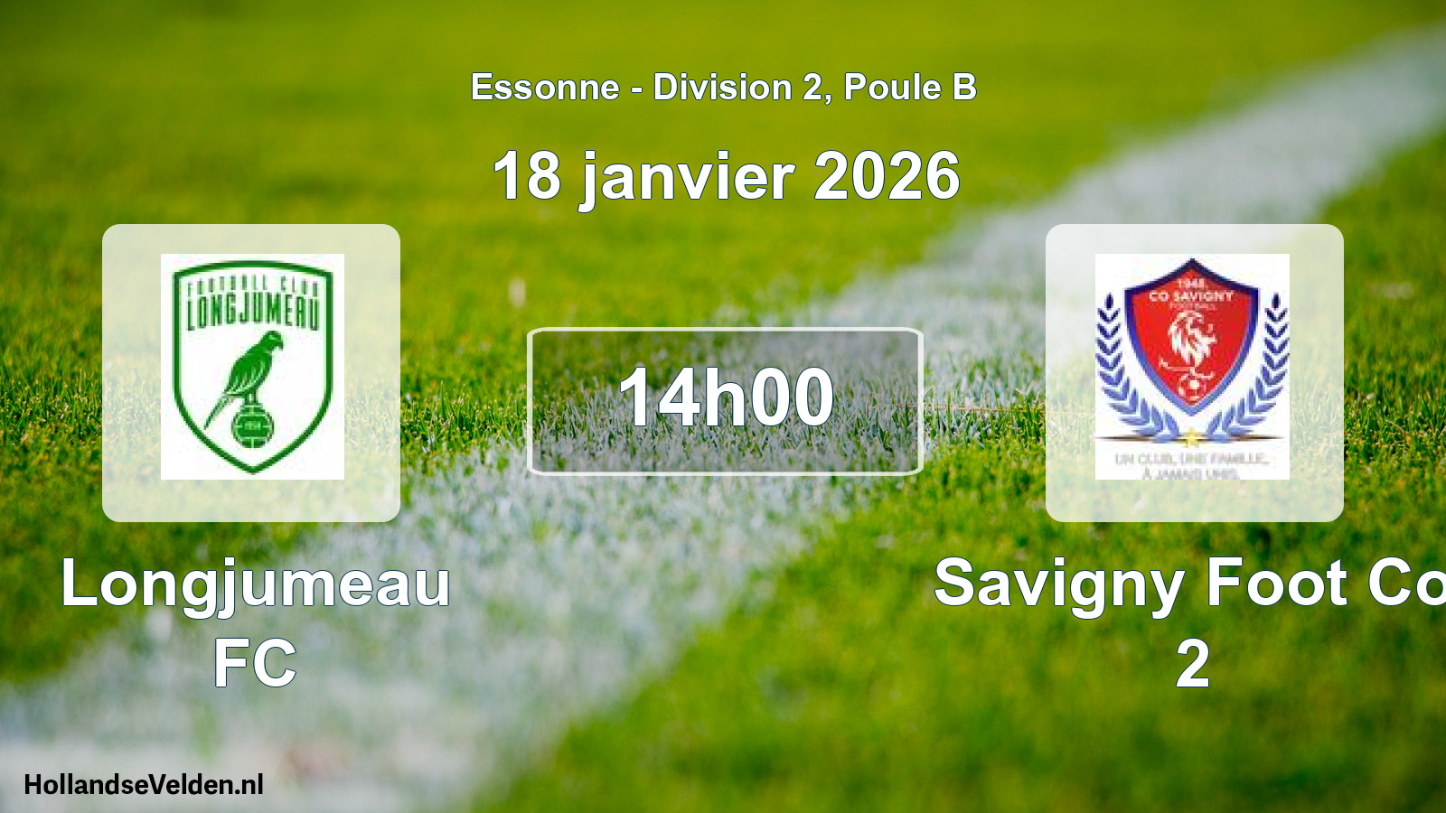 Geplande wedstrijd: Longjumeau FC - Savigny Foot Co 2 (18 januari 2026)