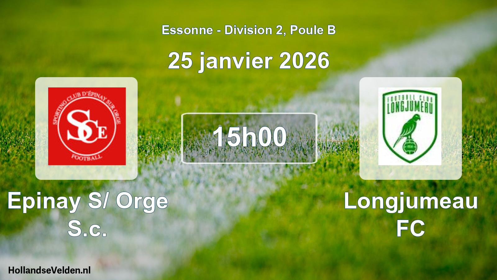 Match programmé: Epinay S/ Orge S.c. - Longjumeau FC (25 janvier 2026)